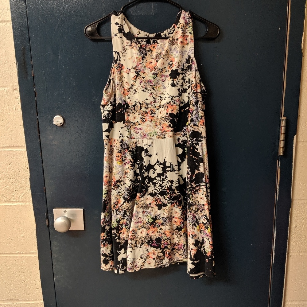 Black and White floral print tank top dress